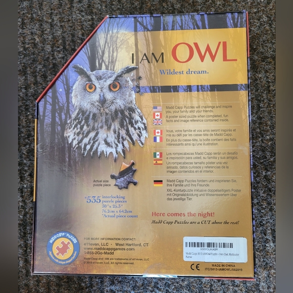BRAND NEW โI Am Owlโ Head Shaped Jigsaw Puzzle By MaddCapp Puzzles 550 Pieces - Picture 2 of 5
